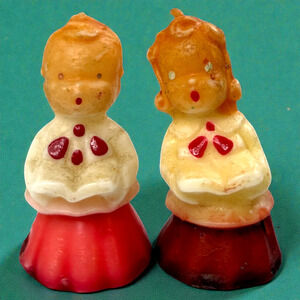Gurley Christmas Candles Lot of 2 Choir Boy Girl Vintage Label MCM 2.75" Unlit